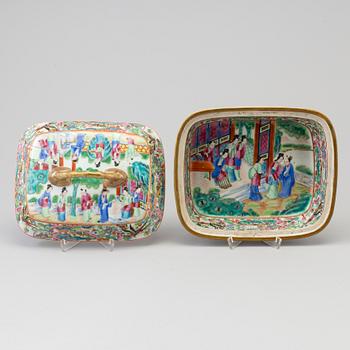 TERRIN med LOCK, porslin. Kanton, Qingdynastin, 1800-tal.