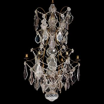 A mid 19th century Swedish Baroque style six-light chandelier.