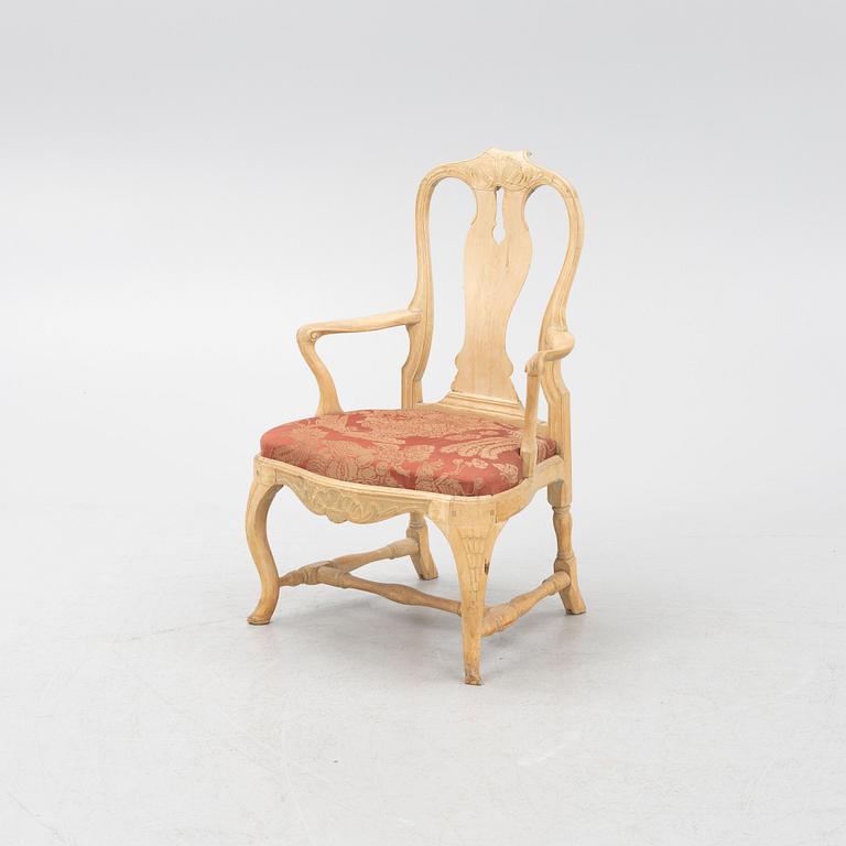 A Rococo armchair made in Stockholm, Sweden, second half of the 18th century.