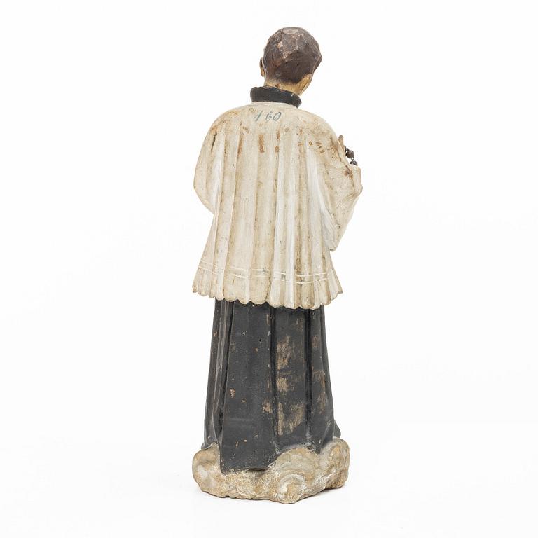 Wood sculpture, saint figure, 19th century.