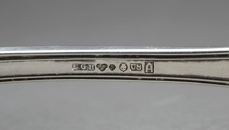 BESTICKSERVIS, 142 delar, silver, C.G. Hallberg, Stockholm, 1940-/50-tal. Vikt exkl delar med stålblad ca 4881 gram.