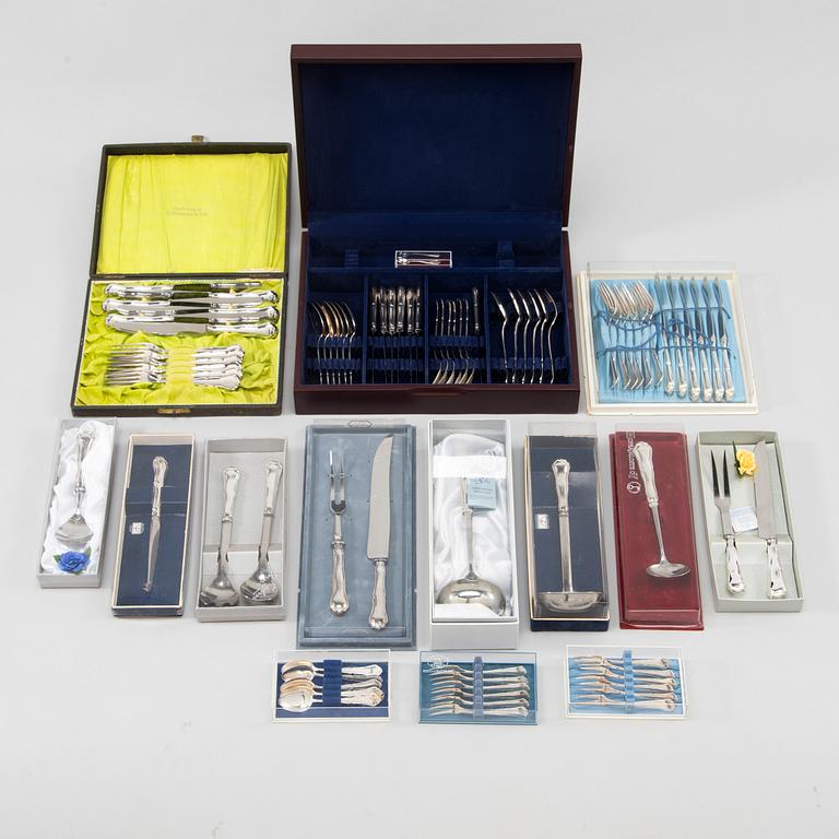 A 78-piece silver 'Chippendale' cutlery set, 1978-2007. Various Finnish manufacturers.