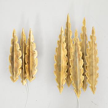 Svend Aage Holm Sørensen, Wall lights, a pair, models 5193 and 5195, Holm-Sørensen & Pedersen Belysning, Denmark, 1960s.