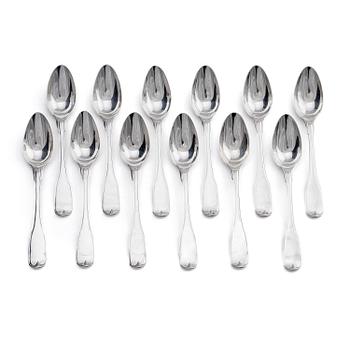 325. A set of twelve Swedish silver spoons, mark of Carl Magnus Ryberg, Stockholm 1806.