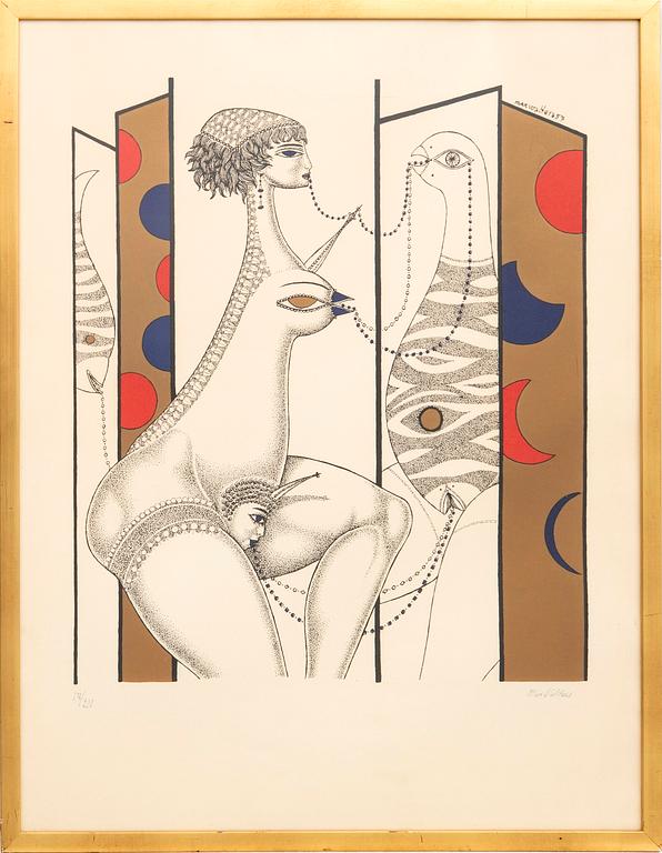 Max Walter Svanberg, serigraph with gold, signed dated and numbered 57 17/200.