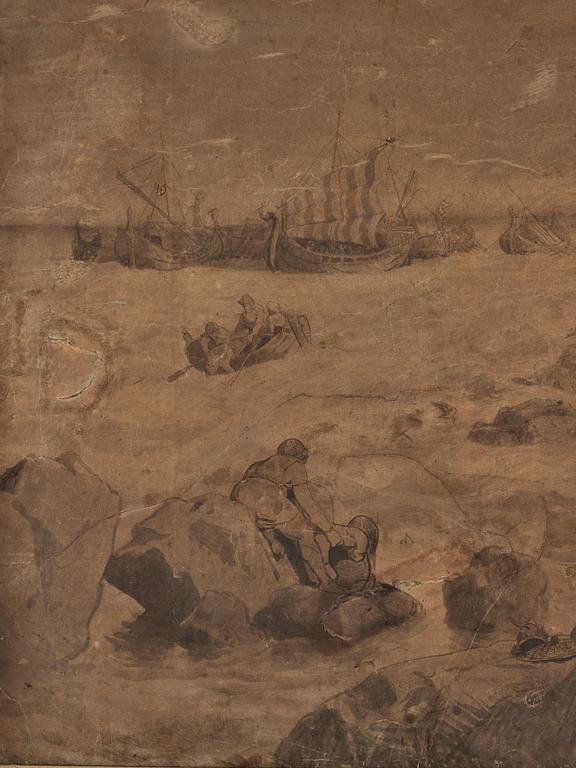 August Malmström and Hans Gude, ink and wash on brown paper with heightening white, signed Hans Gude and A. Malmström.