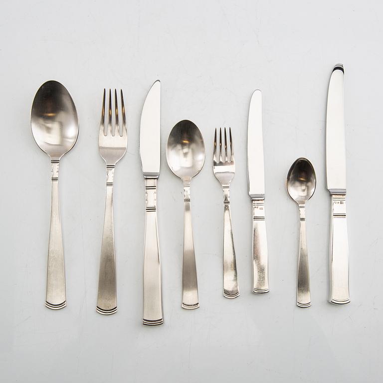 Jacob Ängman, Cutlery approx. 97 dlr "Rosenholm" silver GAB 1990s.