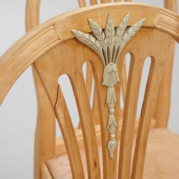 Six Gustaivian style chairs, end of the 20th century.