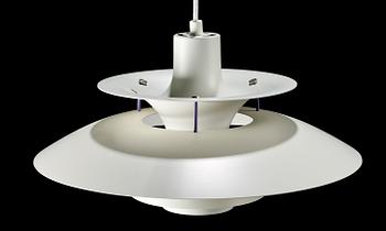 TAKLAMPA, "PH 5", Poul Henningsen för Louis Poulsen, Danmark. Höjd ca 28 cm.