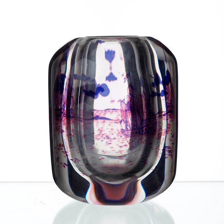 An Edward Hald 'graal' glass vase, Orrefors, Sweden 1944.