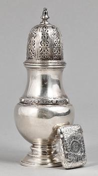 SOCKERRUSKA samt DOSA, Sterling silver, Birmingham, England, bla 1892. Vikt tot 178g.