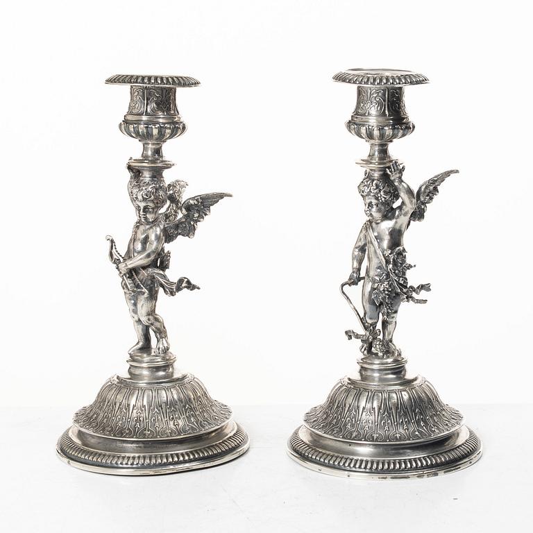 Candelsticks, a pair, silver, 1880s.