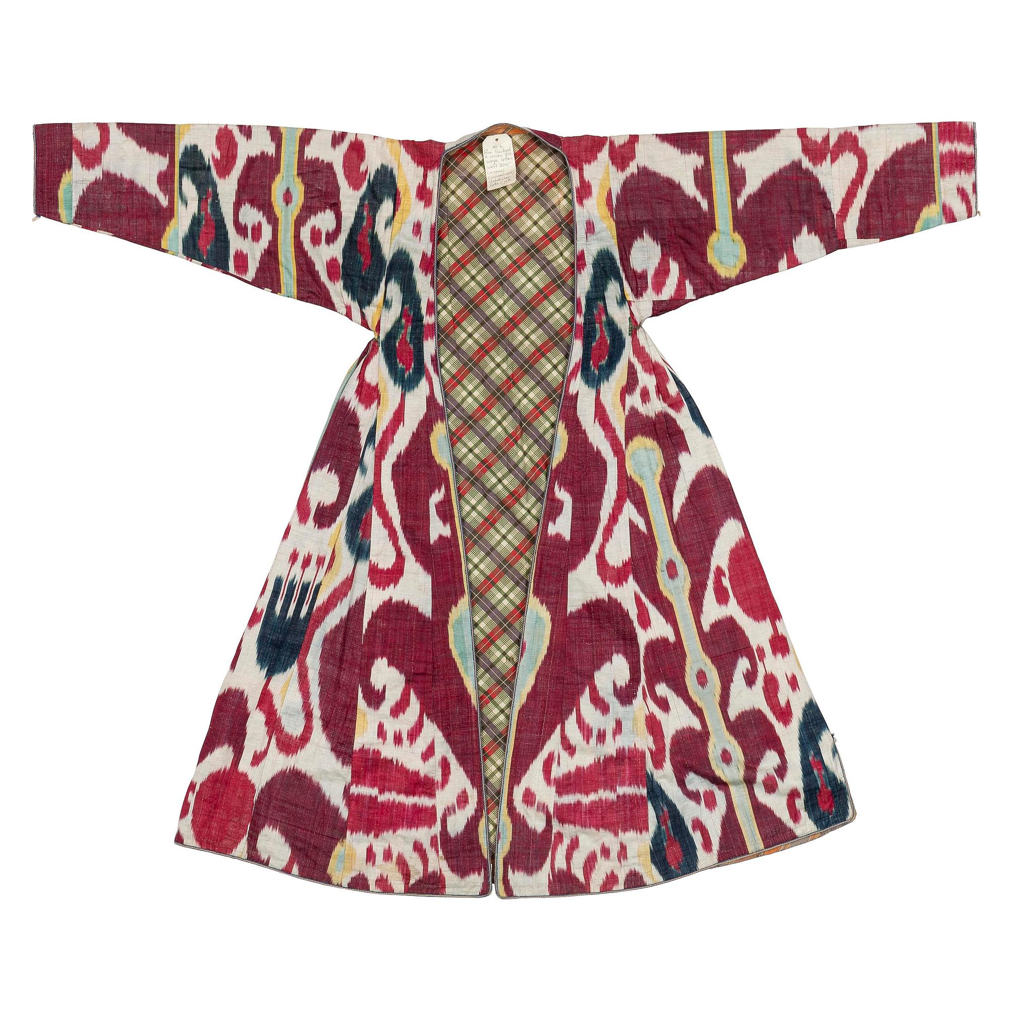 A woman’s Chapan, silk and cotton Ikat, Central Asia, 1880s.