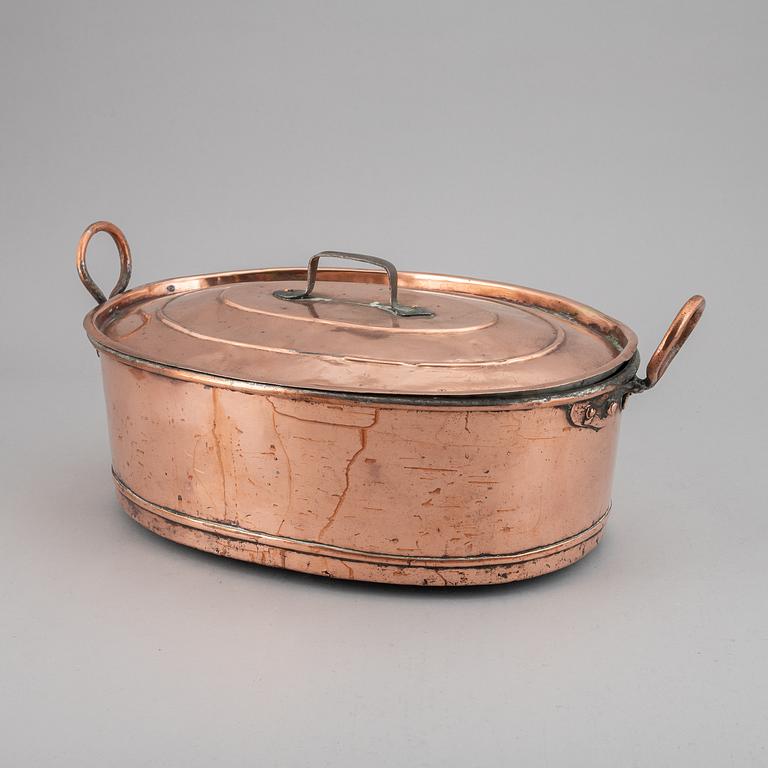 A 19th century copper fish pan.