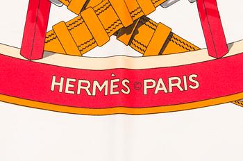Hermès, two silk scarves, 'Passementerie' and 'Moyeux'.