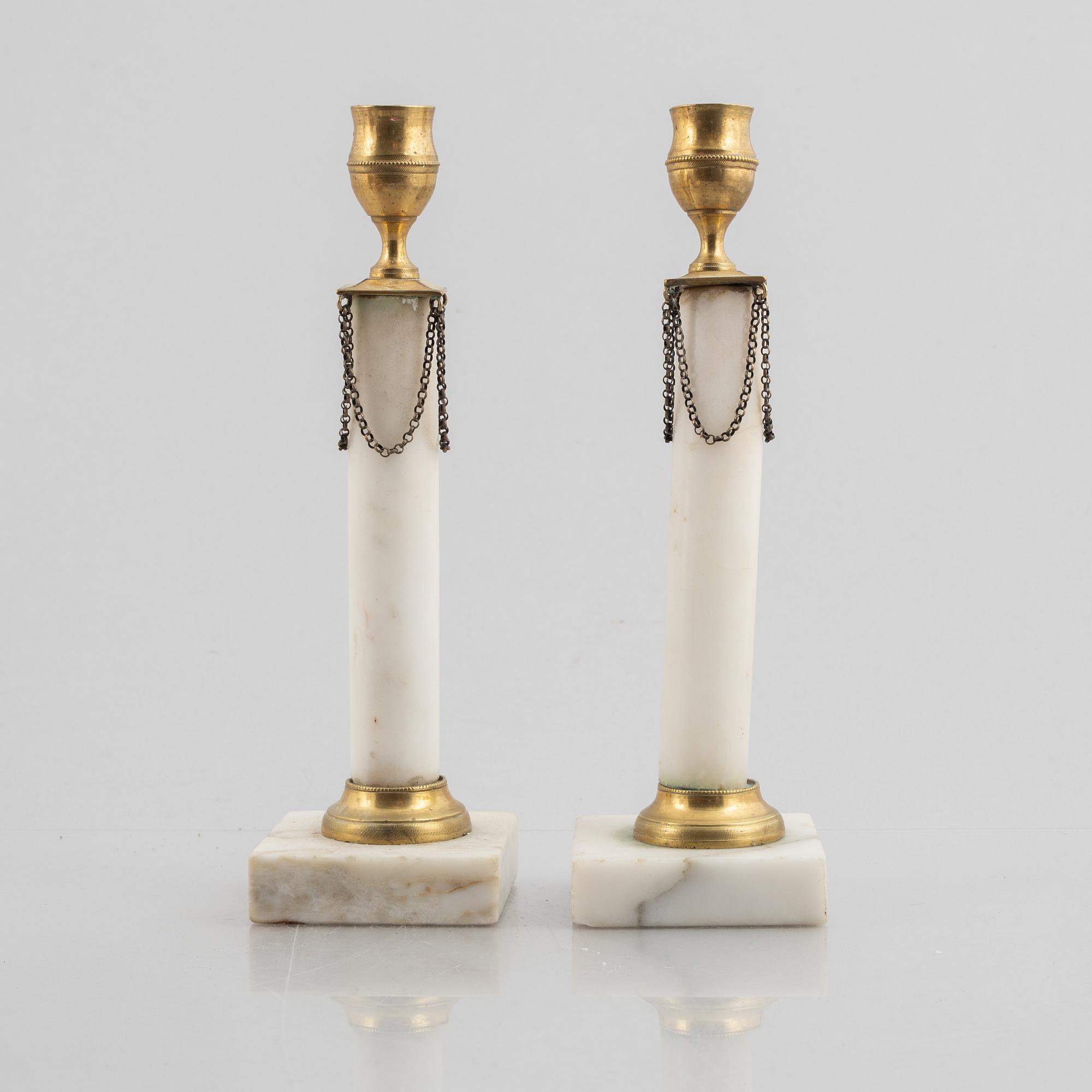 A pair of candlesticks, Gustavians style, 19th century.