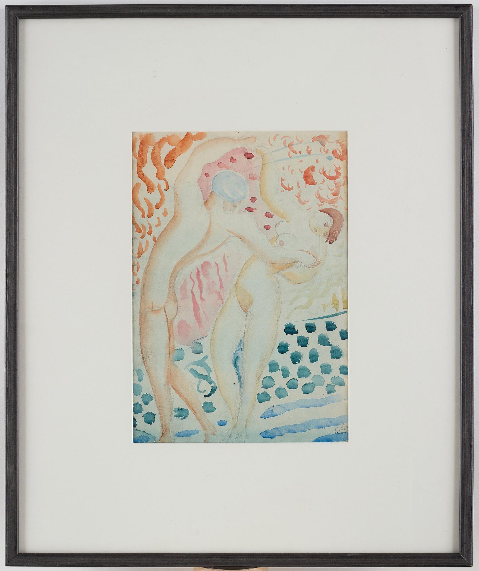 Isaac Grünewald, ISAAC GRÜNEWALD, Watercolor, Inscribed with no E85 from the estate of Isaac Grünewald 1946.