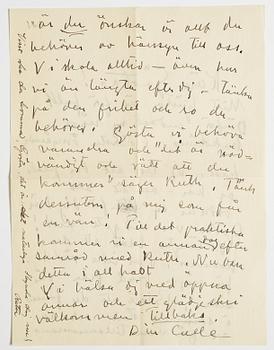 LETTER from Carl Kylberg in Stockholm to GAN (Gösta Adrian-Nilsson) in Lund. Undated. Probably written in 1925-1931.