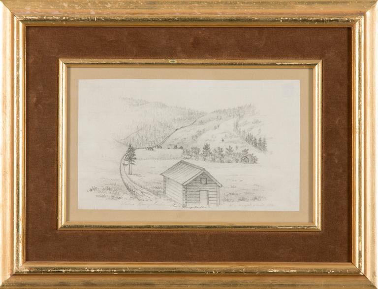 pencil drawing, signed and dated 1832.