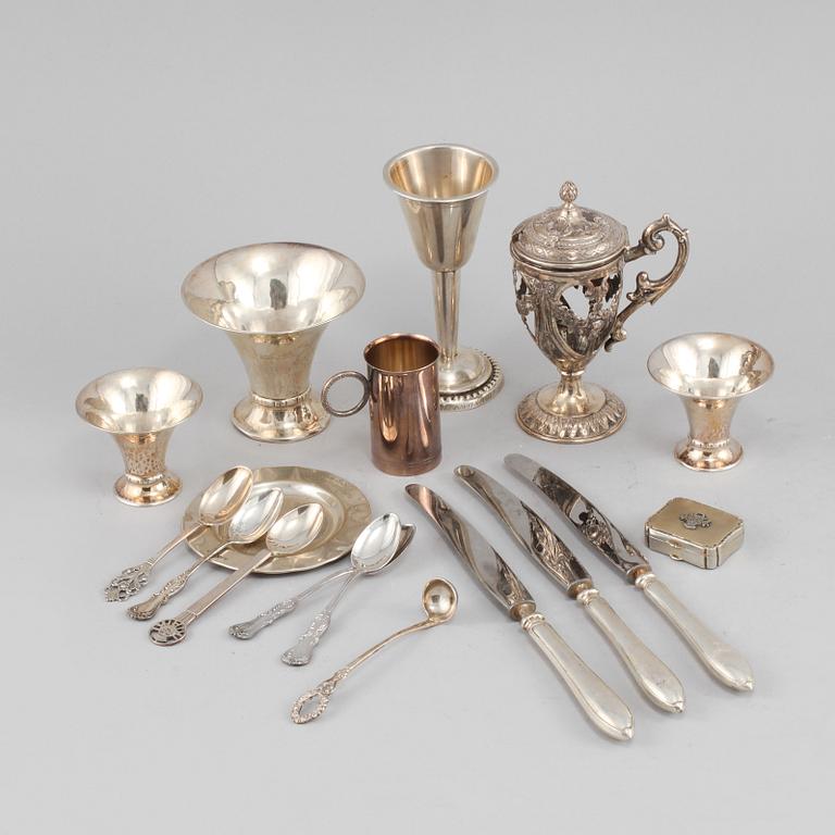 PARTI SILVER, 16 delar, 1900-tal, total vikt 540 gram.