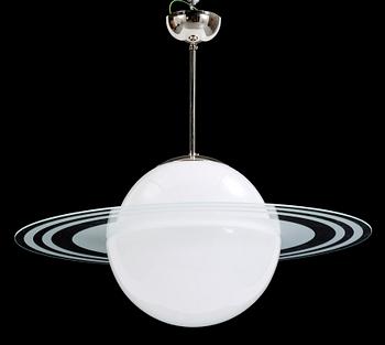 TAKLAMPA, glas, "Saturnus", 1940/50-tal. Höjd 55 cm.