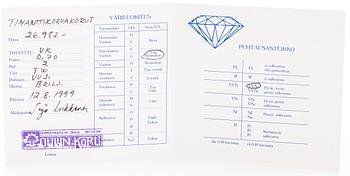 Korvakorut, briljanttihiotut timantit yhteensä 0,70 ct, 14K valkokultaa.