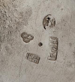 225766. GRÄDDKANNOR, 2 st, silver, empire, bla Johan Fredrik Masman, Stockholm 1815. Totalvikt ca 180 gram.