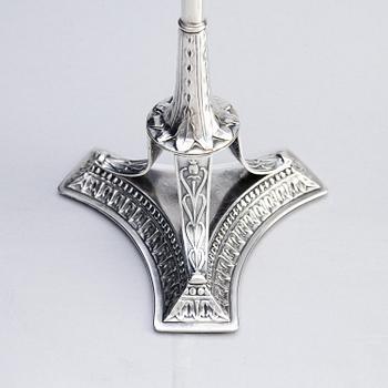 A pair of Swedish early 19th century silver candlesticks, marks of Adolf Zethelius, Stockholm 1817.