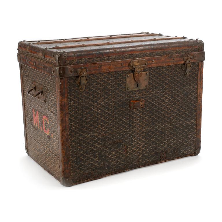 GOYARD, a Monogram canvas trunk, late 19th/early 20th century.