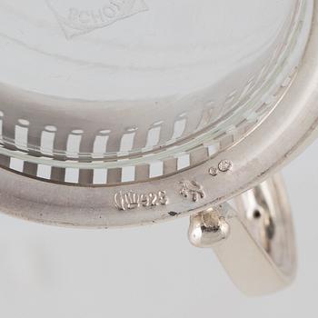 Temuggar, 8 st, silver och glas, Tyskland, troligtvis 1900-talets mitt.