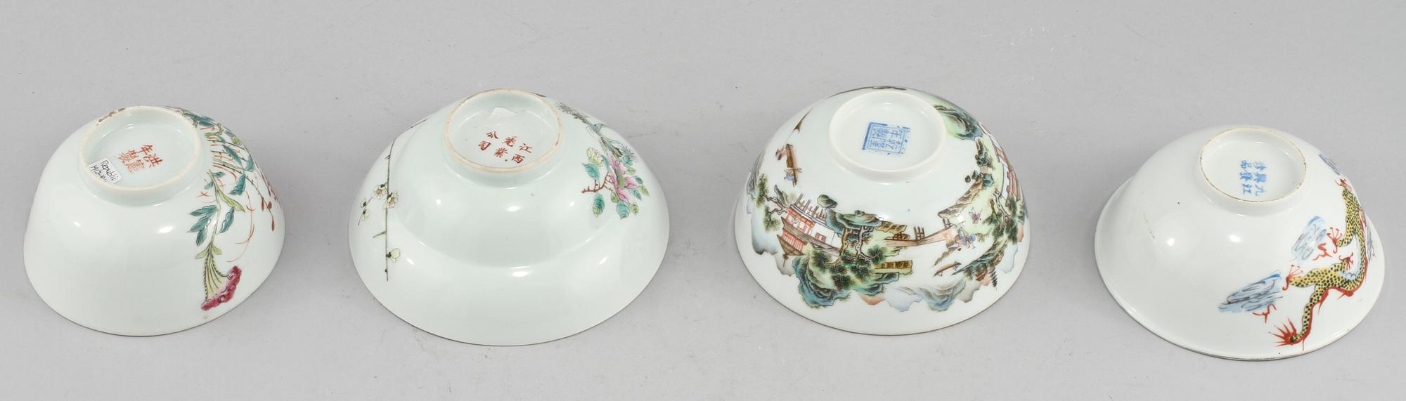SKÅLAR, 4 st, porslin, Kina, 1900-tal.