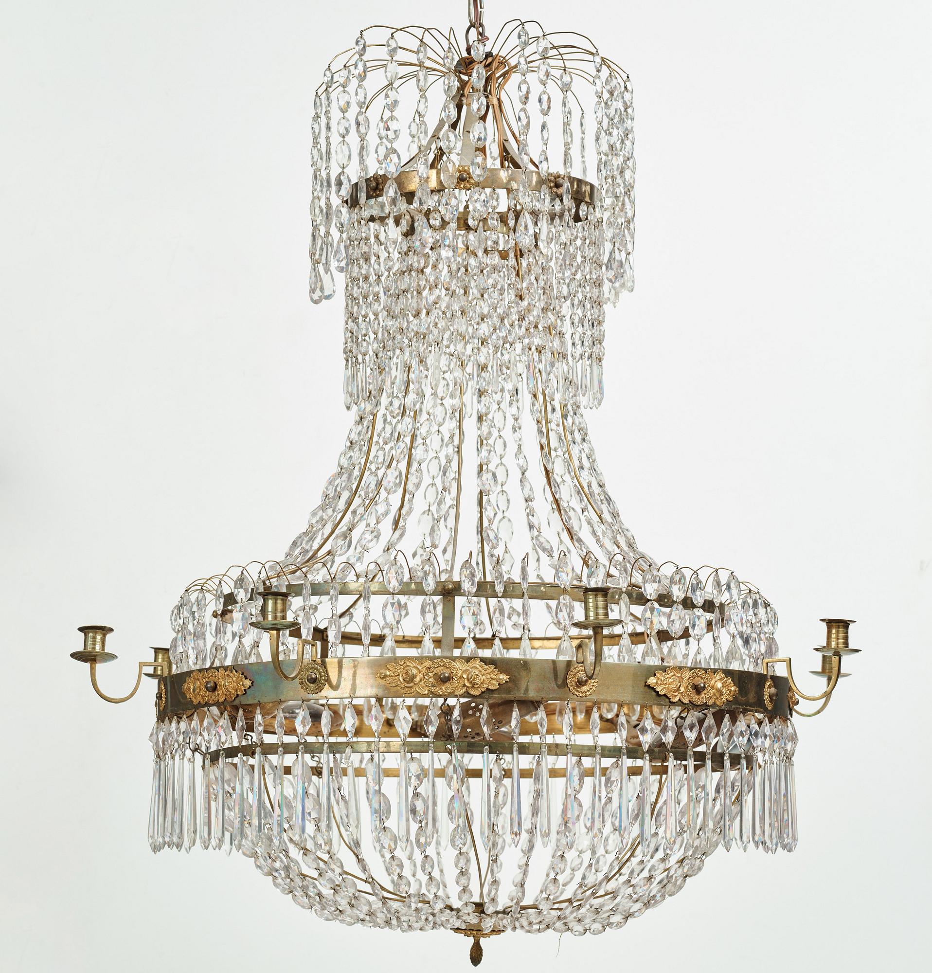 A Swedish late Empire  nine light chandelier first half 19th century.