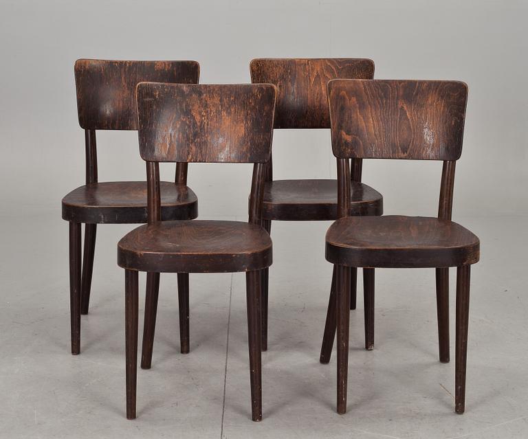 STOLAR, 4 st, Thonet, etikettmärkta, 1900-talets första hälft.