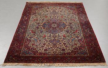 Matto, a semi-antique silk Kashan, ca 212,5-214,5 x 134,5-135,5 cm.