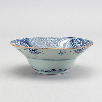 A blue and white bowl, China, for the South East Asian market, late 19th Century.