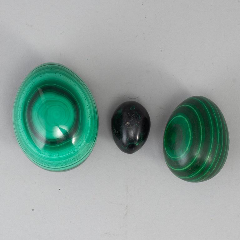 Three malachite eggs.