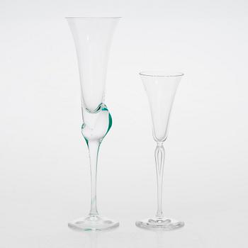 Schnapps glasses, 12 pcs, Studio-Linie Rosenthal and champagne glasses 6 pcs Czech Republic, late 20th century.