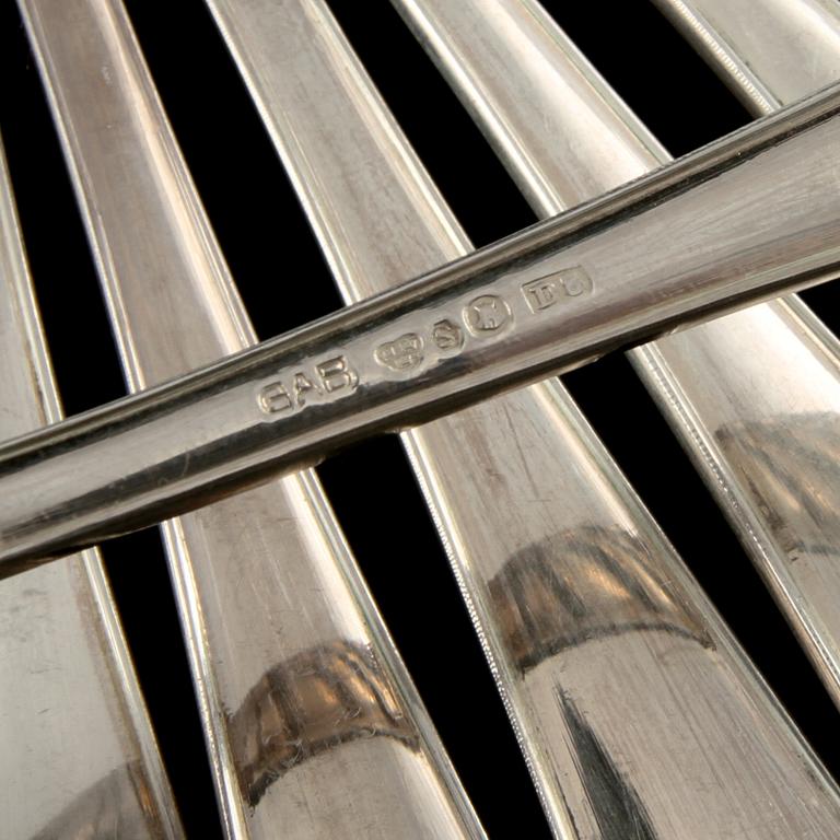 MATSKEDAR, 12 st, silver, "Vasa", GAB, Stockholm, 1930. Vikt 640 g.