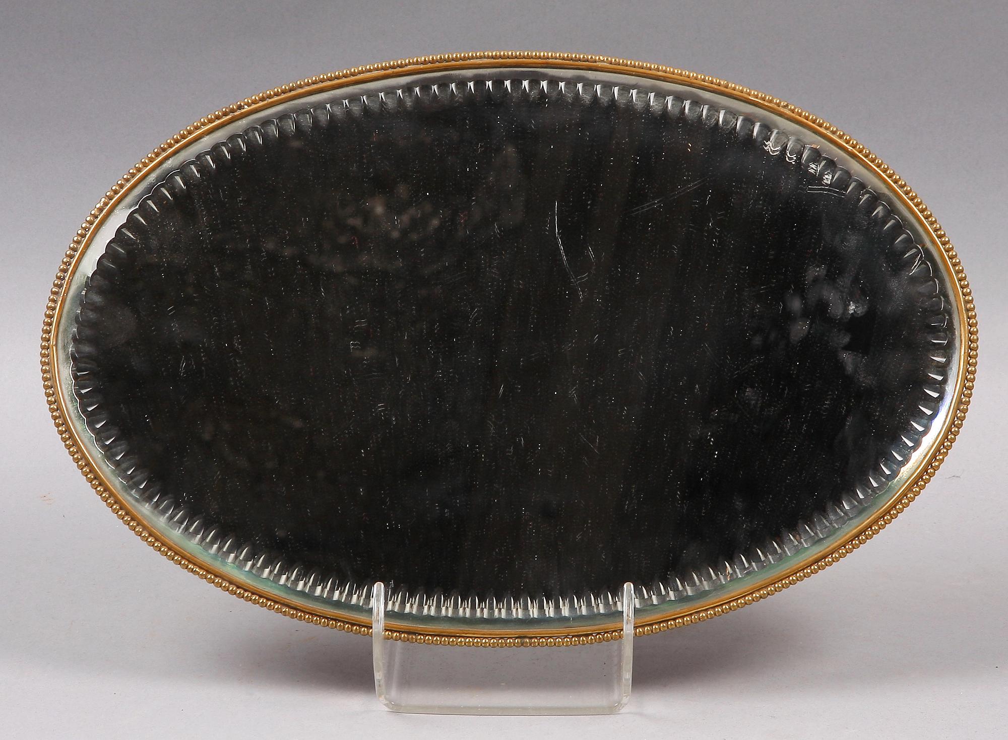 SPEGELPLATEAU, glas, mässing, tidigt 1900-tal.