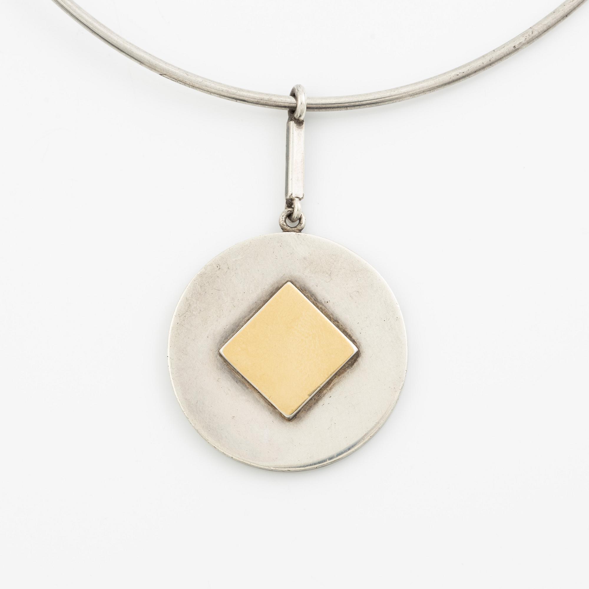 Sigurd Persson, Pendant necklace, parcel gilt sterling silver, Stockholm 1990.