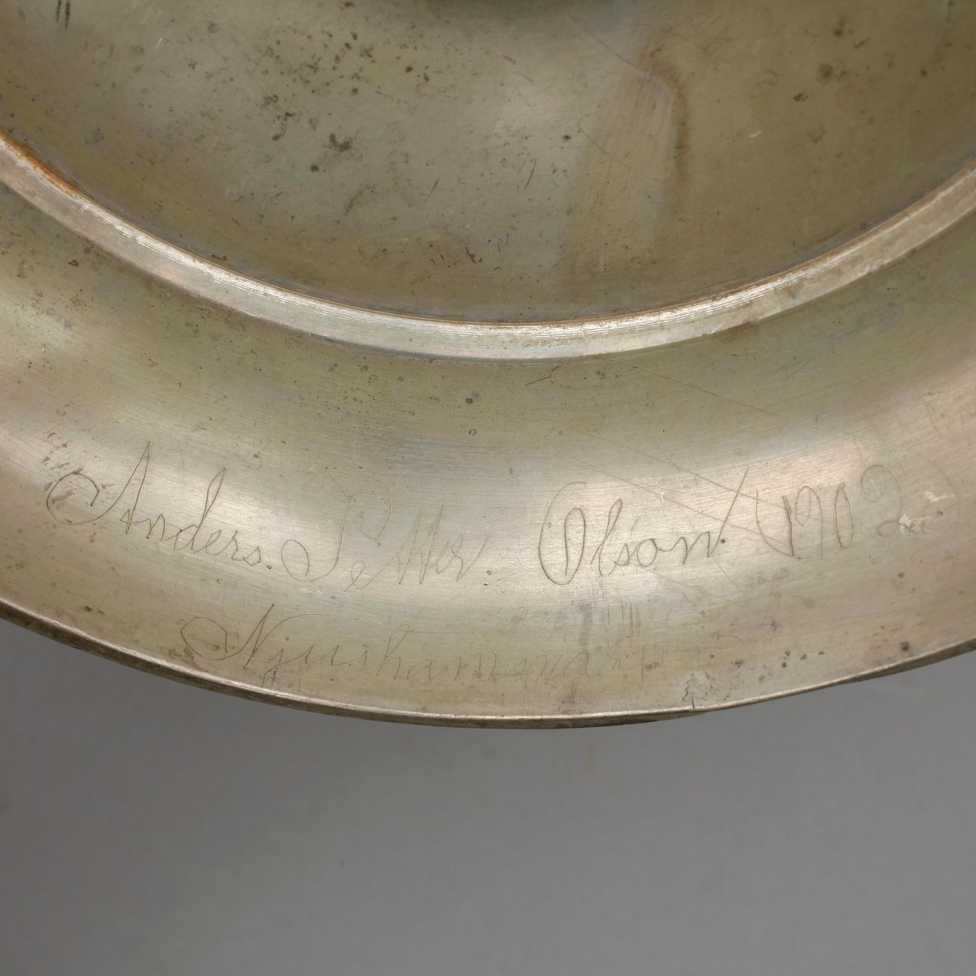 GRÖTSKÅL, tenn, Johan Lindwall, Nyköping 1849.