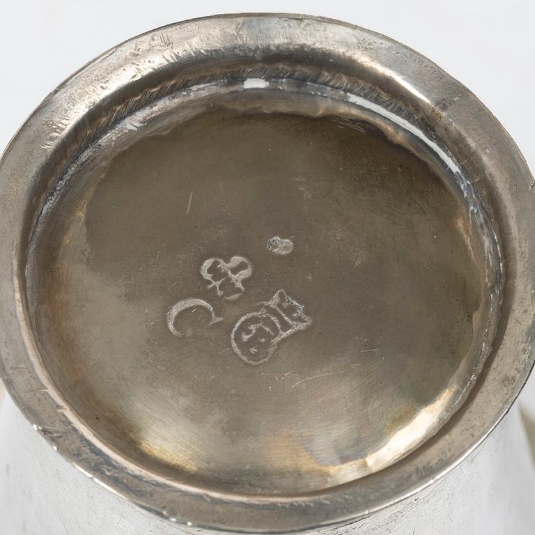 A Swedish silver beaker, mark of Johan Wennerwall, Gothenburg 1761.