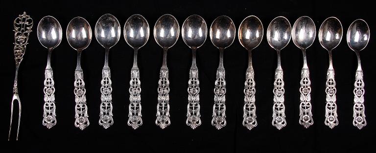 PARTI BESTICK, 20 delar, silver, 1800/1900-tal, vikt 470 g.