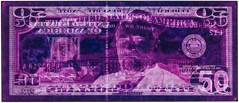 David LaChapelle, "Negative Currency: Fifty Dollar Bill Used As Negative", 1990 - 2008.