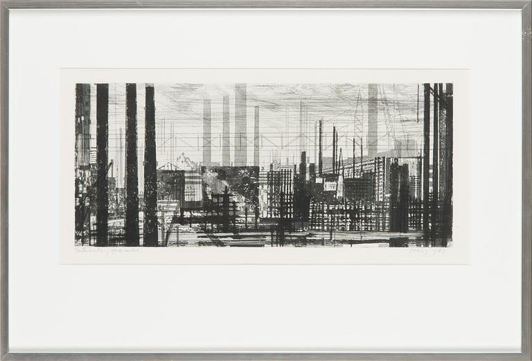 Evald Okas, etsning och akvatint, signerad och daterad 1964.