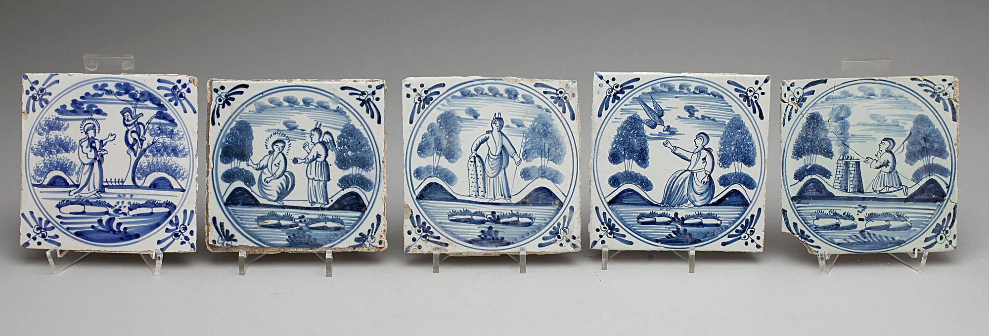 KAKELPLATTOR/FLIS, fajans, 11 st Delft, 1700-tal.