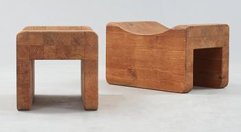 A pair of Axel Einar Hjorth pine stools, probably "Utö", Nordiska Kompaniet, Sweden 1930's.