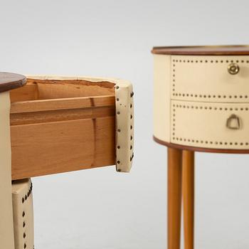 Bedside tables, a pair, Halvdan Pettersson’s furniture factory, Tibro, mid-20th century.