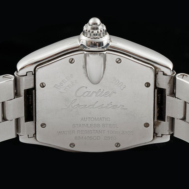 ARMBANDSUR, herr, Cartier - Roadster. Stål. Automatisk. 37 x 35mm. 2004.