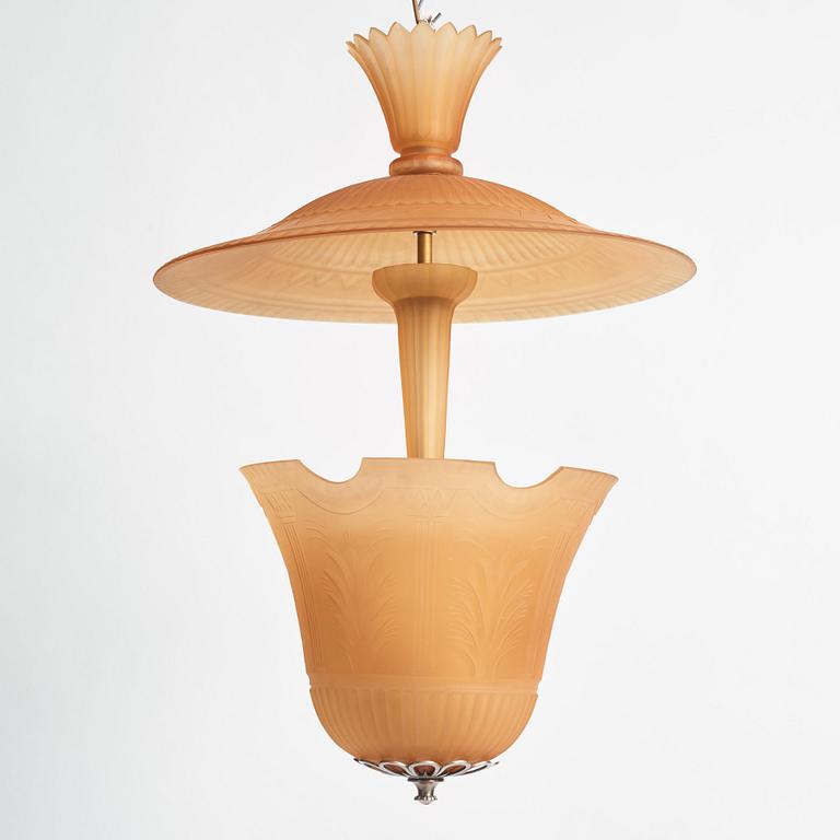 Edward Hald, a chandelier model "HD 55", Orrefors, ca 1928.